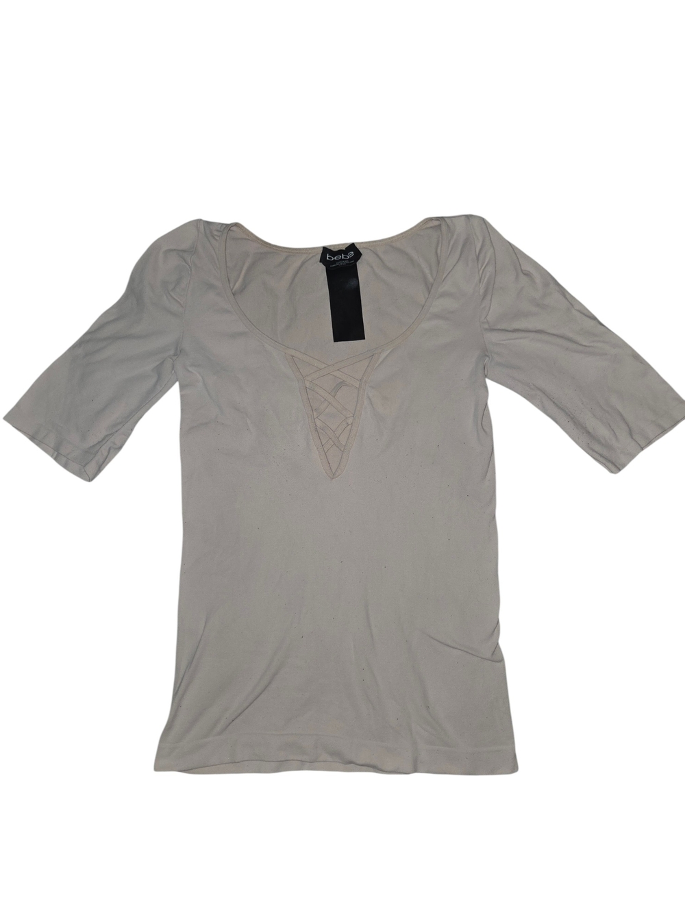 bebe Cream Sexy Top Criss-cross Detail. Size S.